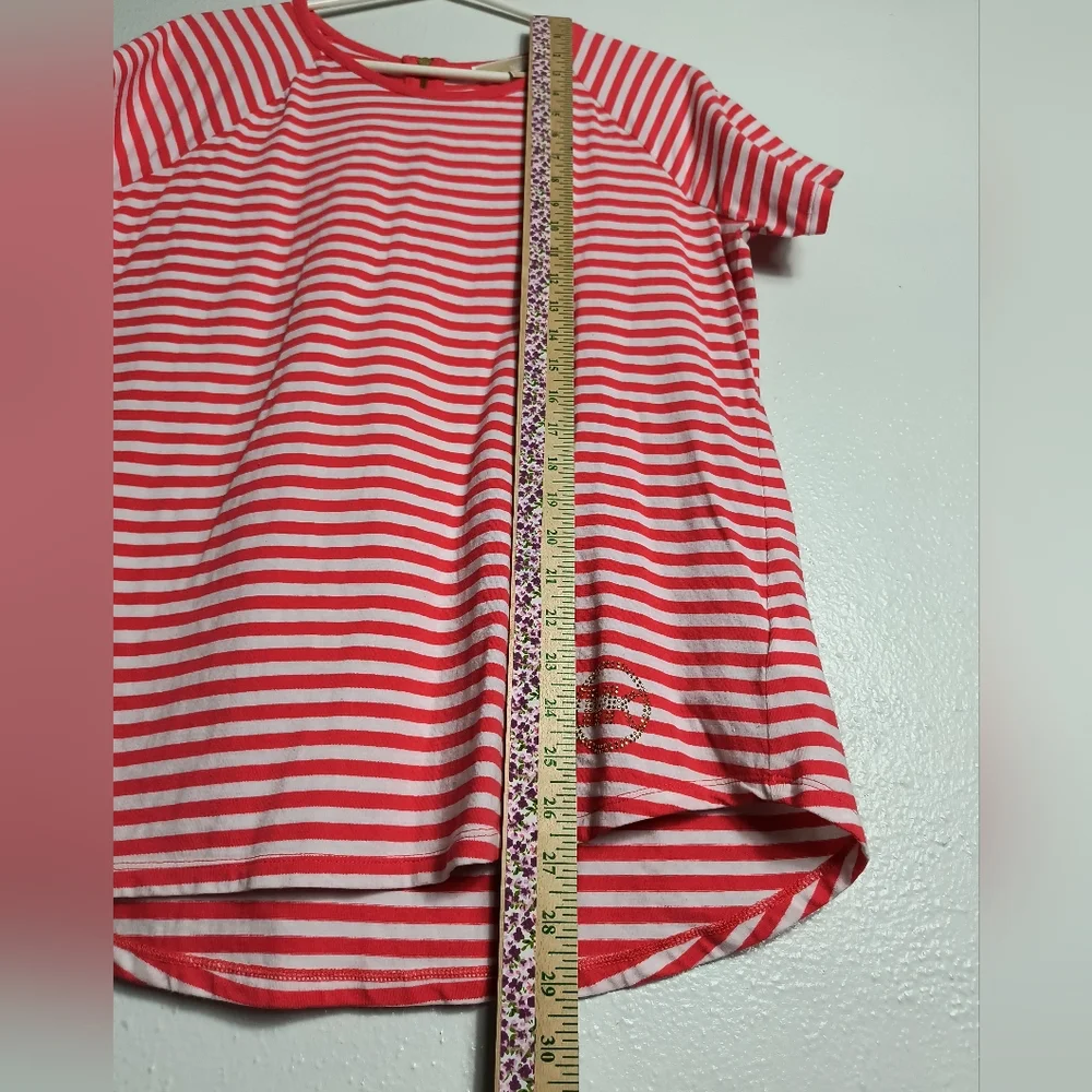 Michael Kors XL Red Stripe Knit T-Shirt Top Short Sleeve